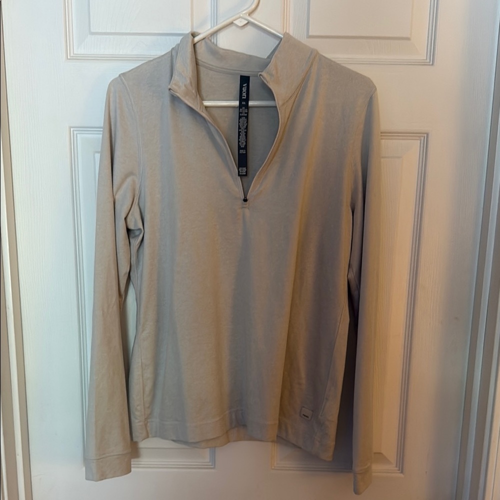 Vuori Light Oatmeal Quarter-Zip Top